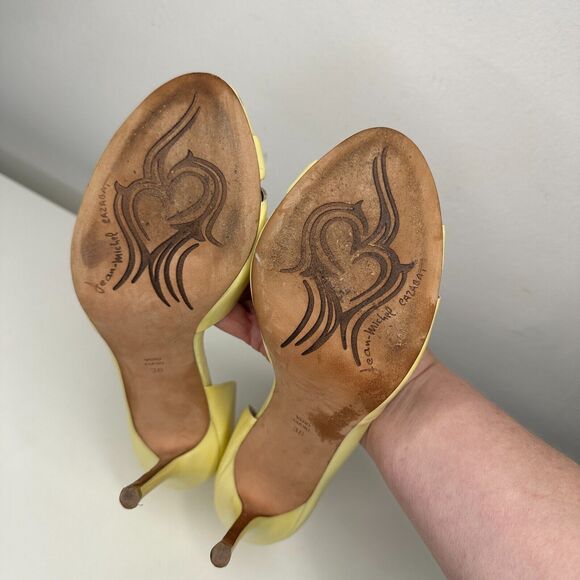 Jean-Michel Cazabat Yellow Olina Open-Toe D'Orsay Leather Stiletto Heel 38 7.5 - Picture 9 of 10